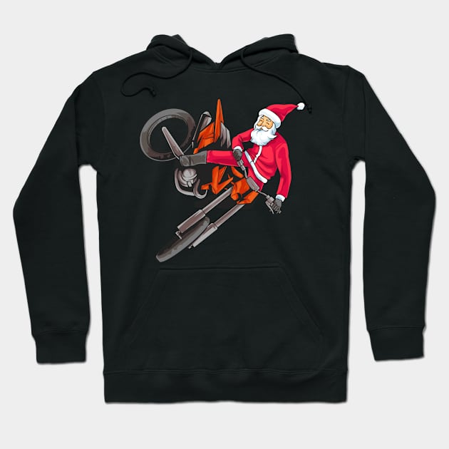 Dirt Bike Motocross Freestyle Santa Christmas Hoodie by E